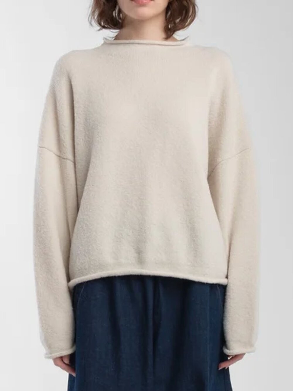 NWT Micaela Greg Cream Boucle Rolled Sweater Size Small